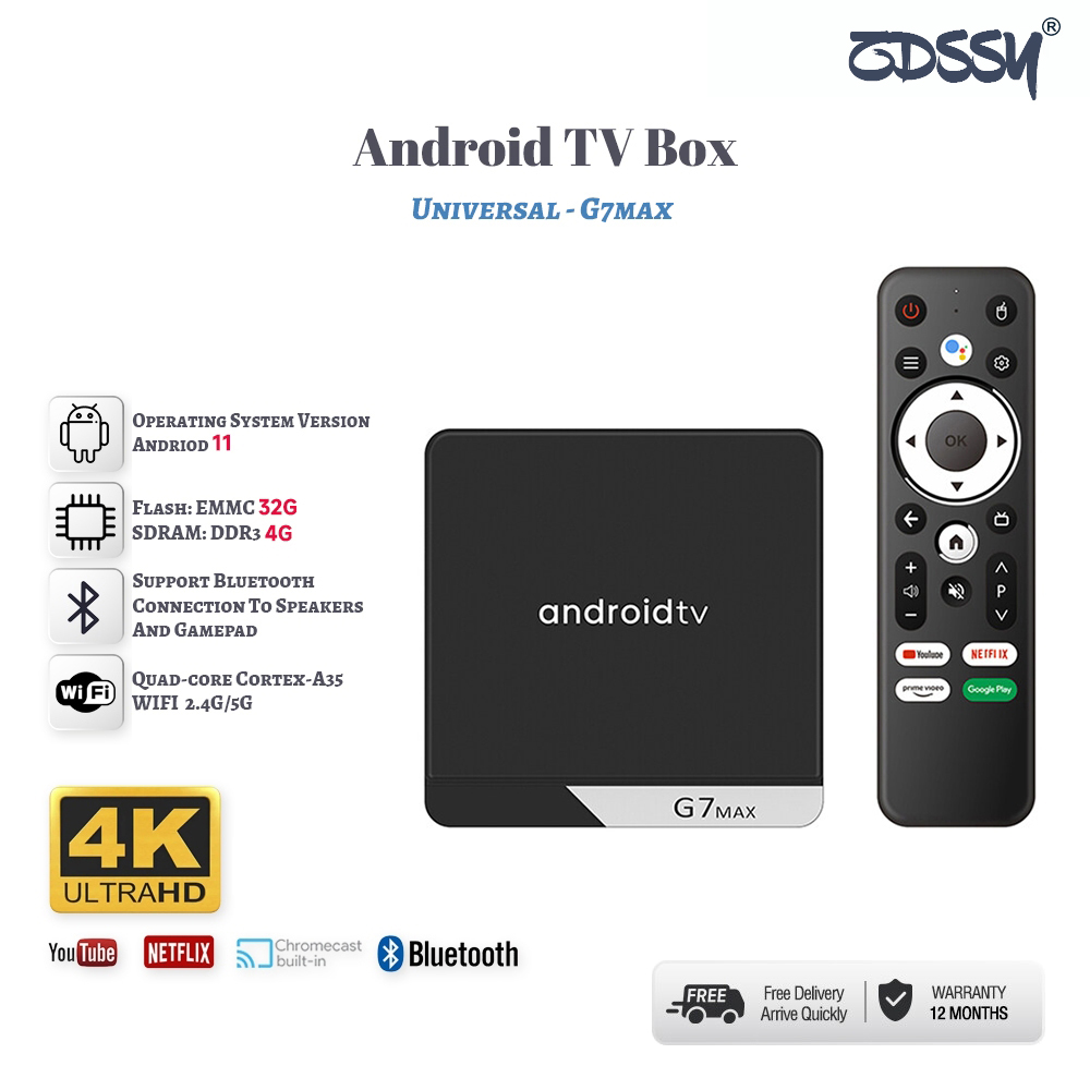ZDSSY G7 Max S905X4 Smart TV Box Android 11 4GB 64GB 32GB 4K HD Google Play Youtube 5G Wifi Receiver Media Player TV Box Media Player ราคา 2,385 บาท*ส่งฟรี