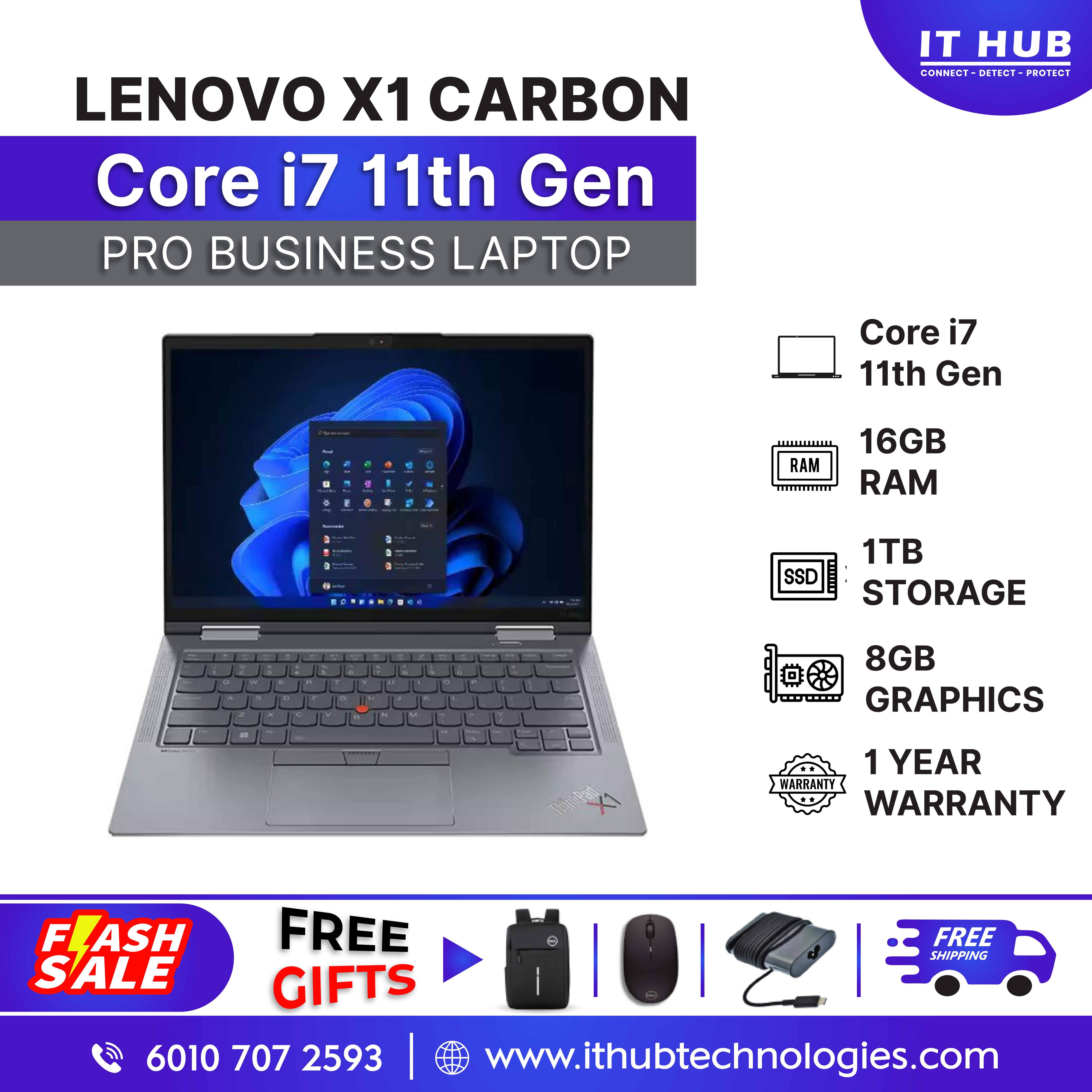 Lenovo ThinkPad X1 Carbon | i7 11th Gen | 32GB RAM | 1TB SSD | 14” FHD Display | Lightweight | 1 Year Warranty
