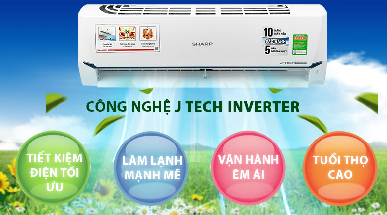 TRẢ GÓP 0% - Máy lạnh Sharp Inverter 1.5 HP AH-X12XEW MODEL 2020 - BTRẢo