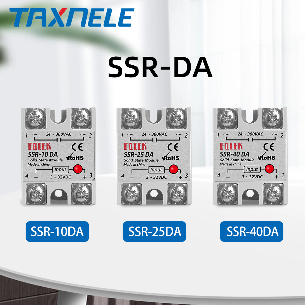 Mô đun rơ le bán dẫn ssr-40da ssr-25da cho điều khiển nhiệt độ pid một pha điều khiển dc ac 3-32v đầu vào 24-380v đầu ra