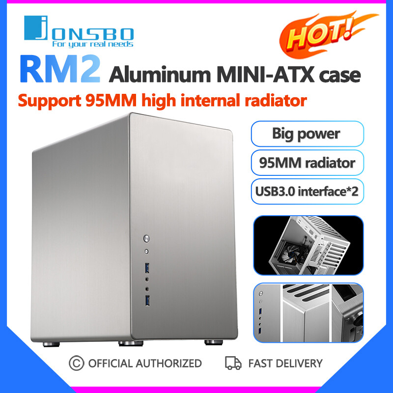 Jonsbo Vỏ RM2 MINI-ATX Bo Mạch Chủ ATX Màu Bạc Khung Gầm Hoàn Toàn Bằng Nhôm Bộ Tản Nhiệt Bên Trong Cao 95MM Card Đồ Họa Bên Trong 290MM