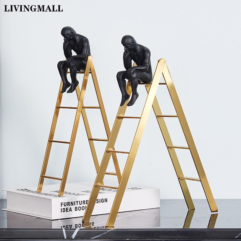 Livingmall nhà tư tưởng thang leo đồ trang trí hiện đại tượng nhân vật trừu tượng tượng nhựa resin tượng thủ công trang trí phòng khách