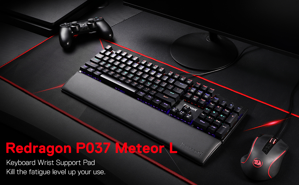 Redragon P037 Meteor L Gaming Keyboard Wrist Rest Pad with Ergonomic Soft Memory Foam for 100% 104 Keys Standard Size 7.12 x 2.87 in, 0.78 inch 18 5004ff782d58202c2c5e5c4e0d54a310