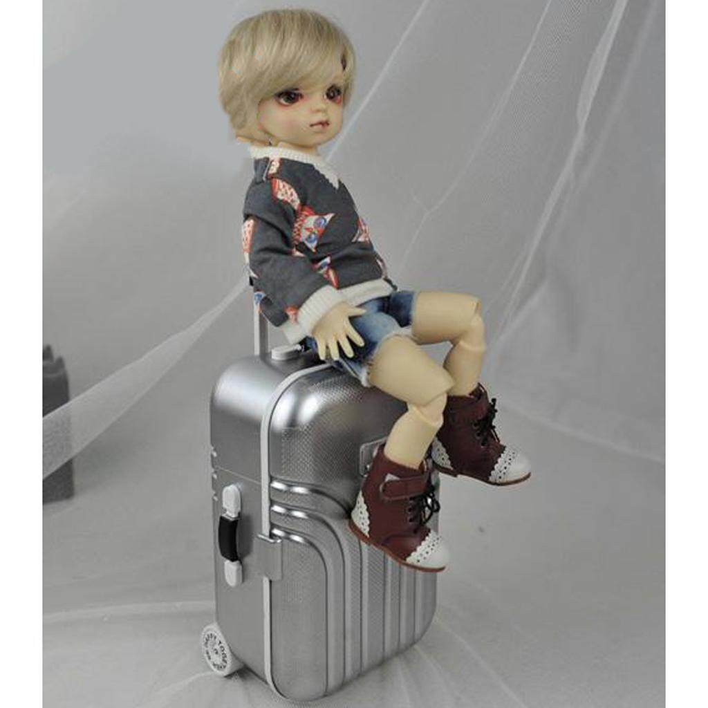 1/6 Scale Dollhouse Suitcase Luggage Case Toy Dolls Accessories Silver