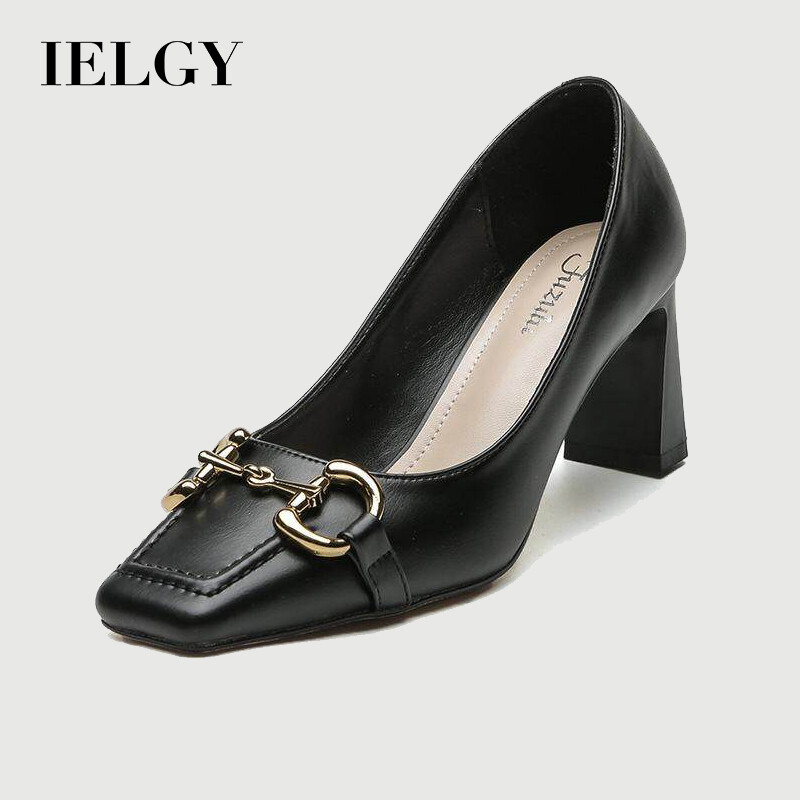 IELGY French style retro high heels thick heel elegant small square toe shoes women ราคา 1,028 บาท*ส่งฟรี