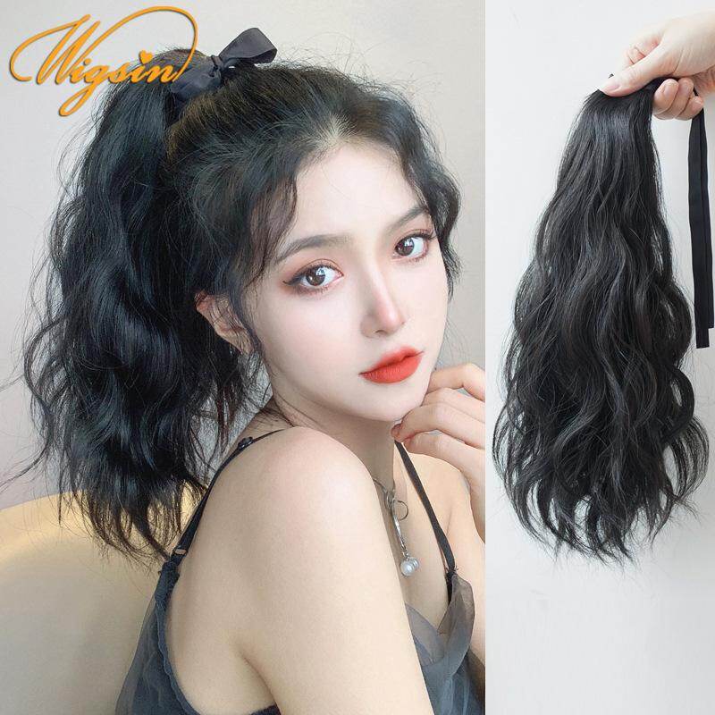 35cm Kẹp dây rút sóng nước ngắn trong cột tóc đuôi ngựa Nối tóc đuôi ngựa tổng hợp Tóc mở rộng kiểu tóc đuôi ngựa cho phụ nữ Kẹp tóc buộc tóc đuôi ngựa