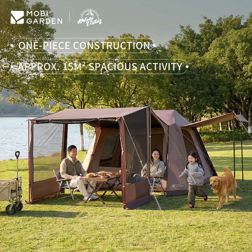 MOBI GARDEN Camping Family Tent Automatic Tent 2-4 Person Waterproof Black Coated Sunscreen With Tarp ราคา 15,000 บาท*ส่งฟรี