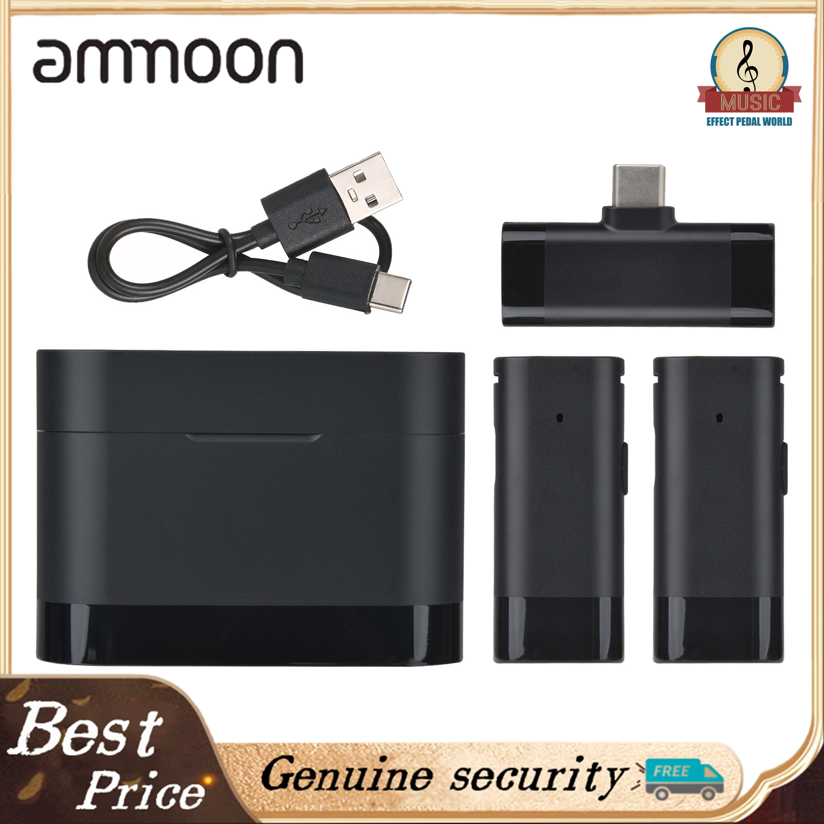 【Effect Pedal World】Wireless Clip-on Microphone Wireless Mic Receiver and 2 Transmitters with Charging Box for iOS Mobile Phone Rechargeable Microphone Windscreen for Interview Live Show Vlog Teaching Meeting Speech ราคา 602 บาท*ส่งฟรี