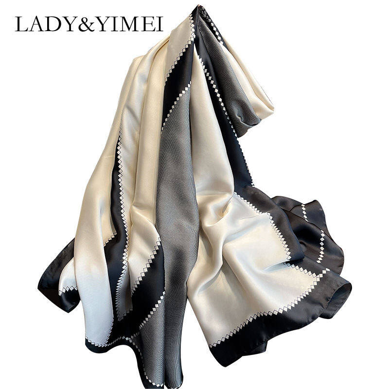 LADY&YIMEI Lụa và khăn quàng cổ satin, khăn quàng cổ, khăn choàng và khăn quàng cổ của phụ nữ