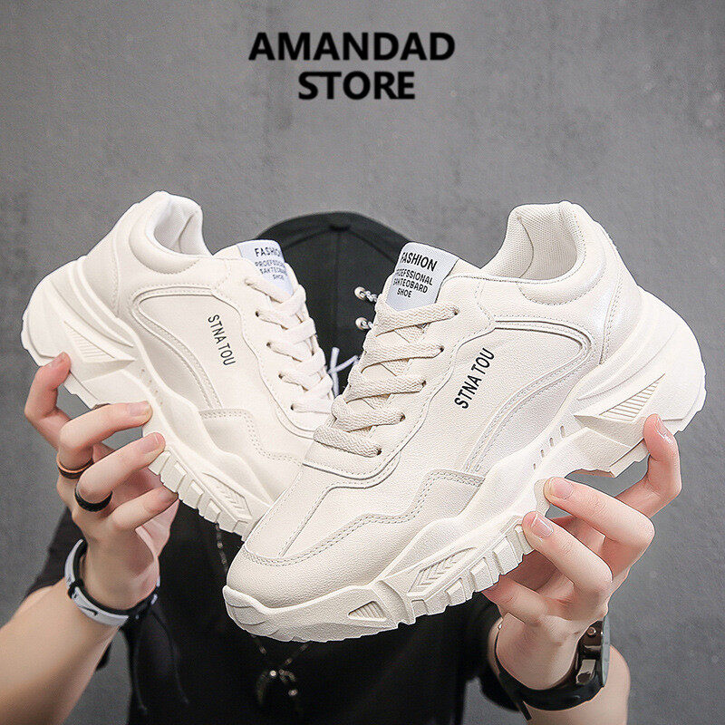 QiaoYiLuo Men's Korean version trend versatile breathable heightened platform casual sneakers men's heightened small white shoes