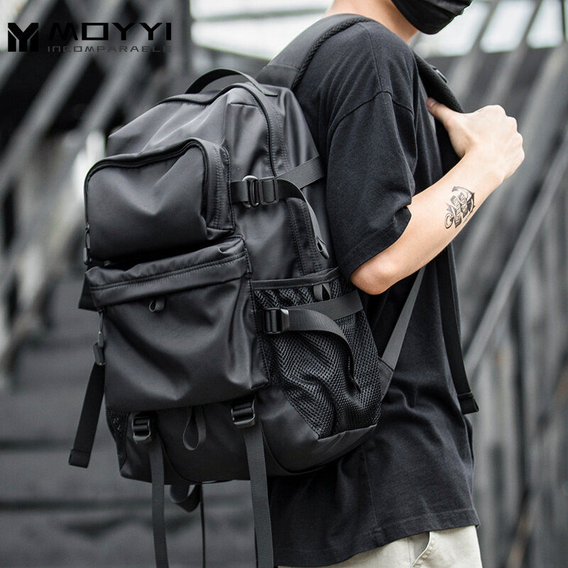 MOYYI Hot Selling Street Style Men Backpack 17 Inch Laptop Backpack College Large Capacity Light Weight Travel Casual Tiding Extra Large Unisex Schoolbag
