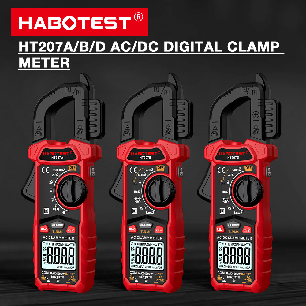 Habotest ht207 kẹp meter 200mv-400a ac/dc vạn năng meter hertz kẹp meter ncv siêu điện dung điện trở tần số kỹ thuật số kẹp meter