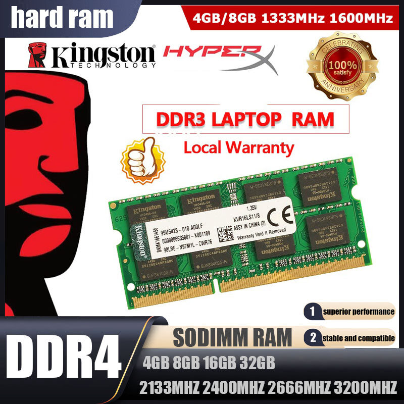 Kingston ddr3/ddr3l ram máy tính xách tay 4gb 8gb sodimm 1600mhz 1.35v/1.5v pc3l 12800s memori máy tính xách tay