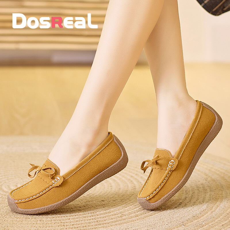 DOSREAL Big Size 35-41 Doll Shoes for Women Slip On Loafers High Quality Korean Style Suede Leather Shoes Ladies Flats ราคา 579 บาท*ส่งฟรี