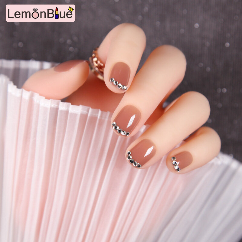 Gambar LemonBlue 24PCS Box Finished Nails Advanced Translucent Jelly Loose Diamond Decorated Japanese Style Fingernails Suitable Fairy