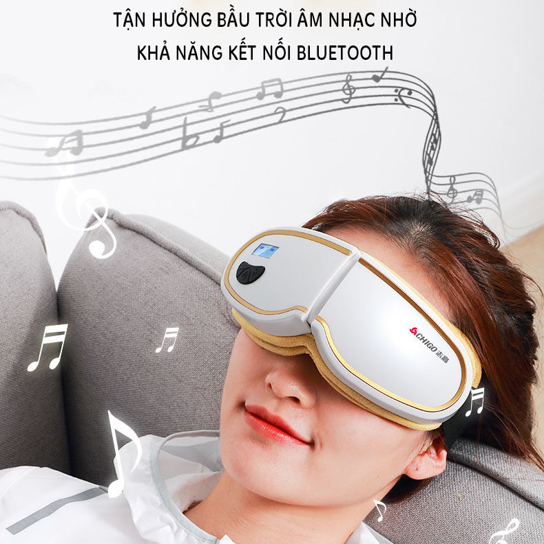 Máy Massage Mắt Thông Minh Chính Hãng CHIGO Thế Hệ Mới 2021-Kết nối Bluetooth Massage túi Khí Rung Nóng