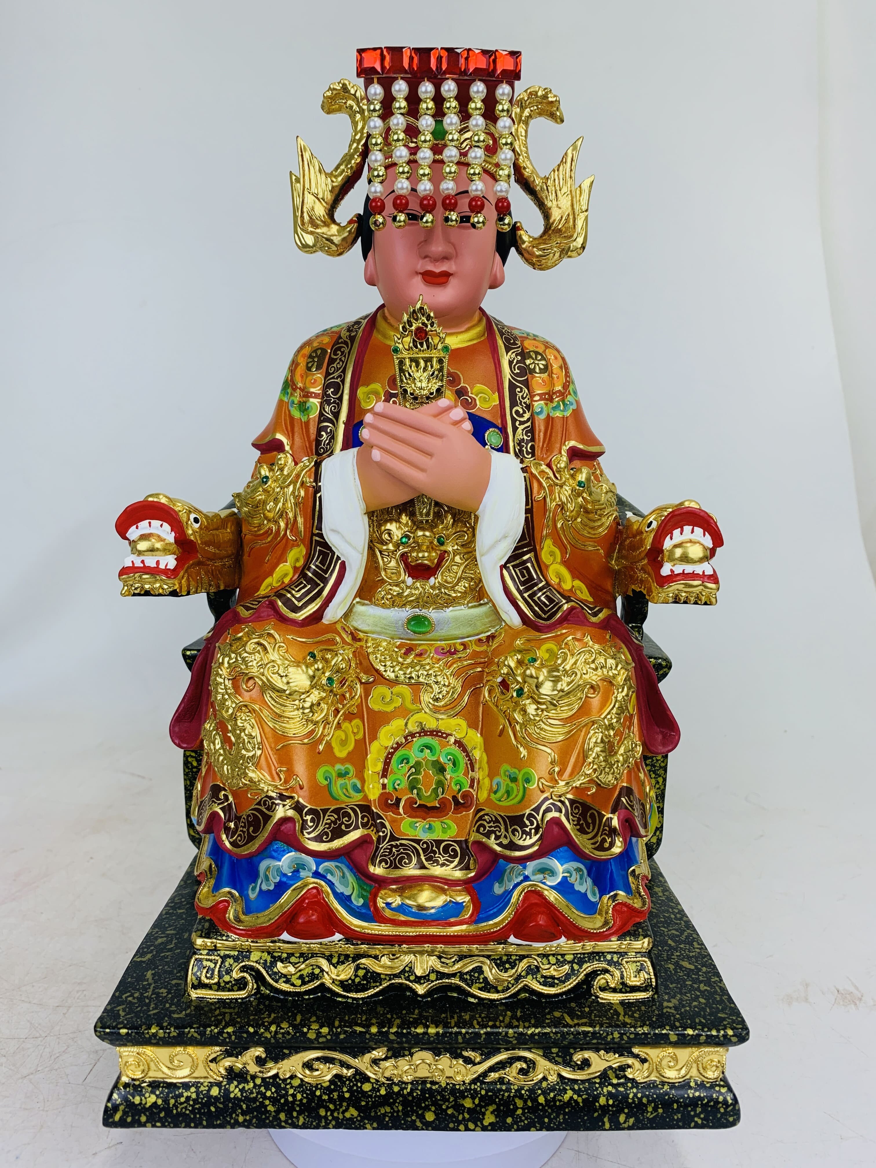 天妃救済媽祖様セットC 珍稀清代媽祖和千里眼順風耳天妃天后天上聖母靈惠夫人古董神像老神像古