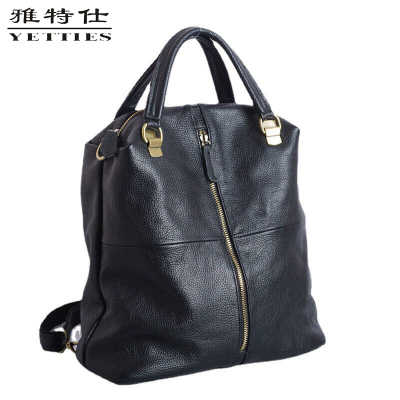 YETTIES New Fashion Women Backpack Large Capacity Real Genuine Leather Backpacks Double Shoulder Bag Ladies Travel Bags Daily Bagpack ราคา 1,380 บาท*ส่งฟรี