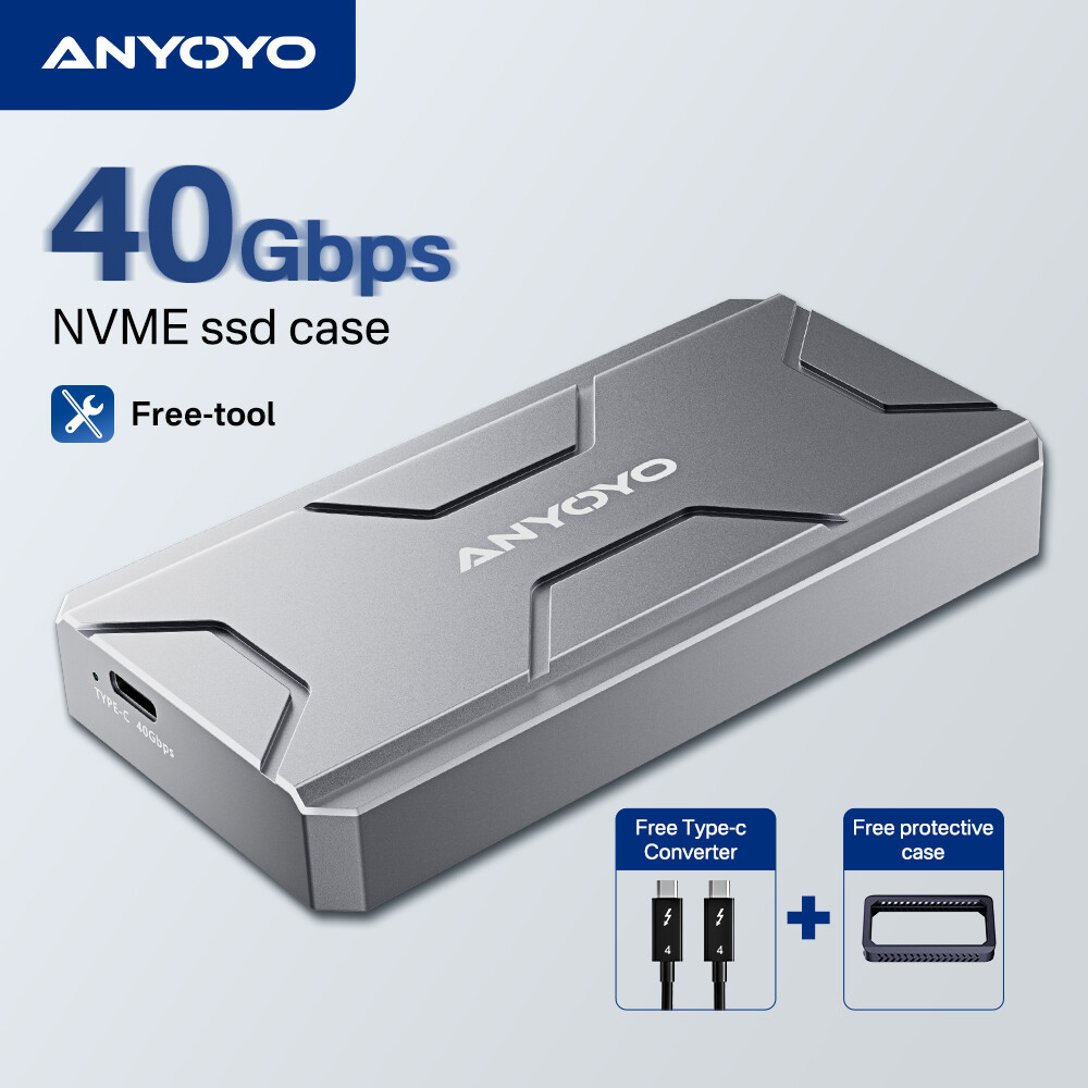 ANYOYO 40Gbps M.2 Enclosure, NVMe SSD Enclosure PCIe NVMe to USB C SSD Enclosure, Compatible with USB 4/3.2/3.1/3.0/2.0, for M&B+M-Key SSD Size 2280 - ยี่ห้อ Anyoyo ราคา 2,504 บาท*ส่งฟรี