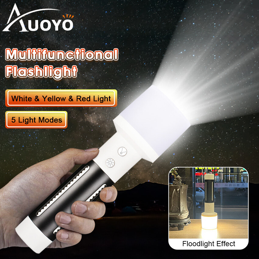 Auoyo Đèn pin đa năng đèn pin Mini Đèn pin ngoài trời chống thấm nước đèn pin Đèn pin sáng mạnh có thể sạc qua USB đèn flash gia đình tiện lợi đèn khẩn cấp đèn pin