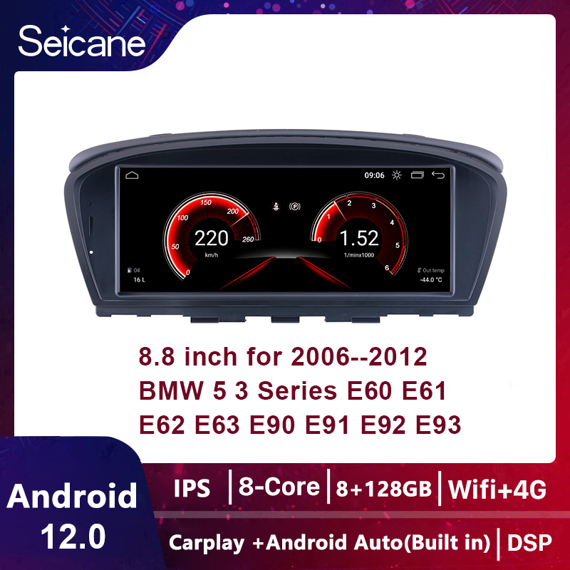 Seicane 8.8inch Android 11.0 IPS Touchscreen 4+64G Car Gps Multimedia Video Radio Player for 2006-2010 2011 2012 BMW 5 3 Series E60 E61 E62 E63 E90 E91 E92 E93 Built-in Carplay DSP Support SWC Split Screen Netflix PlayStore Waze YouTube ราคา 8,990 บาท*ส่งฟรี