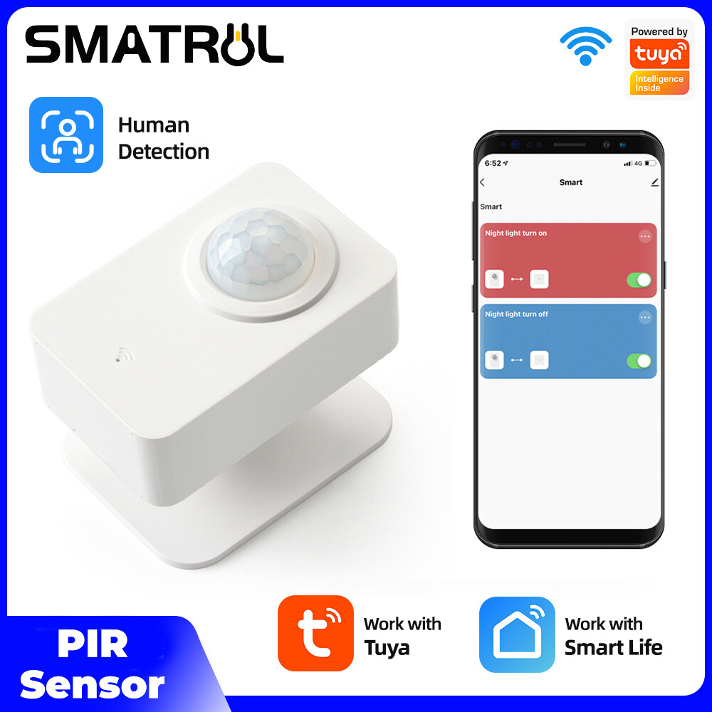 SMATRUL Tuya Cảm Biến Chuyển Động PIR WiFi Máy Dò Hồng Ngoại Chuyển Động Cơ Thể Người, Hệ Thống Báo Động An Ninh Gia Đình Ứng Dụng Cuộc Sống Thông Minh Không Dây EU