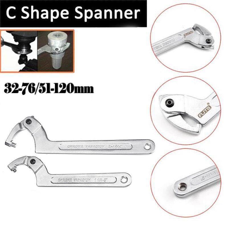 32-76/51-120mm Adjustable Hook Wrench C Spanner Tool Motorcycle Suspension  Tool