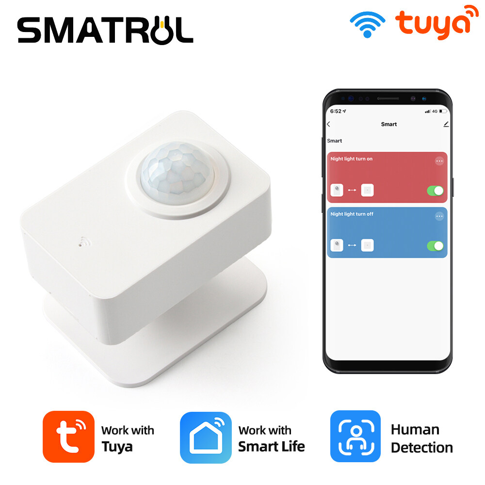 SMATRUL Tuya Cảm Biến Chuyển Động PIR WiFi Máy Dò Hồng Ngoại Chuyển Động Cơ Thể Người, Hệ Thống Báo Động An Ninh Gia Đình Ứng Dụng Cuộc Sống Thông Minh Không Dây EU