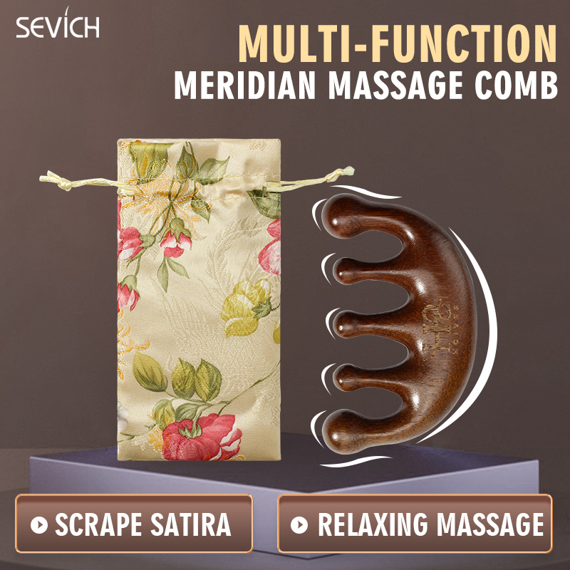 SEVICH Hương Lược Mát Xa Kinh Tuyến Đầu, mát xa da đầu gỗ lược, lược gỗ đàn hương, Lược massage đầu