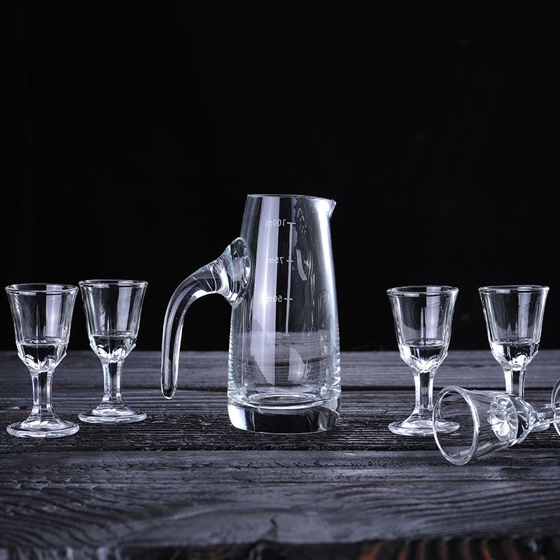 Gambar high quality Chinese wine liquor cup points set shot glass glass cup wine bottle wine liquor small glass cup