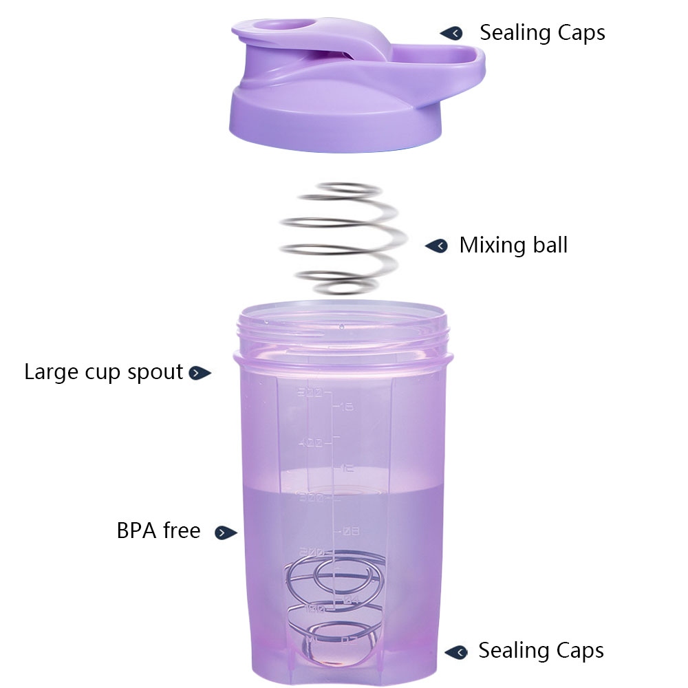 Gambar ?CW? 500ml 700ML Shaker Bottle with Wire Whisk Balls Coffee Milk Stirring CupsMixes Bottles 16 OunceMixer BPA Free
