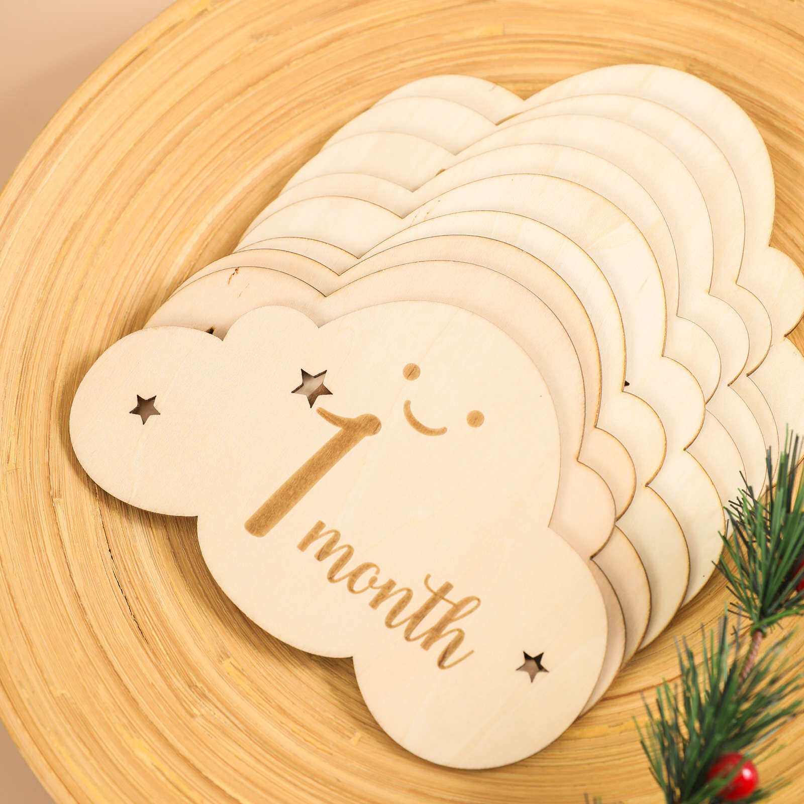 1 bộ bé chiều cao và trọng lượng kỷ niệm ảnh đồ chơi bằng gỗ kỹ thuật số tháng cột mốc đám mây kỷ niệm sinh nhật