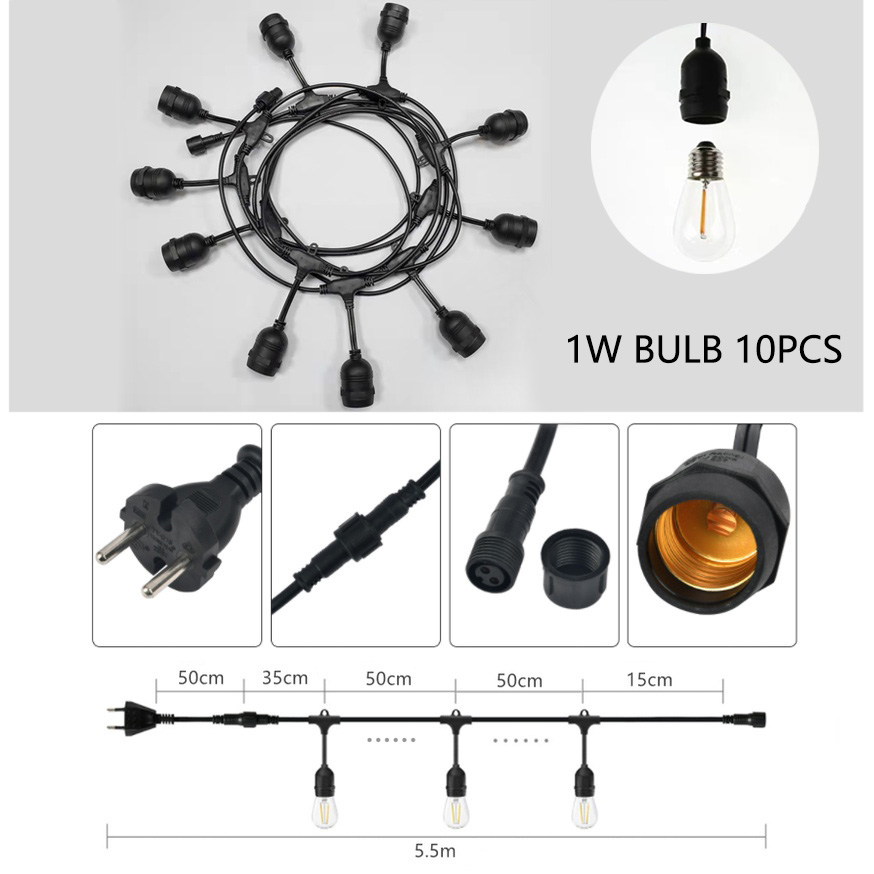 Outdoor String Lights Patio Lamps Waterproof String Lights Hanging Lamps Fairy Lights Garden Christmas Party Decoration