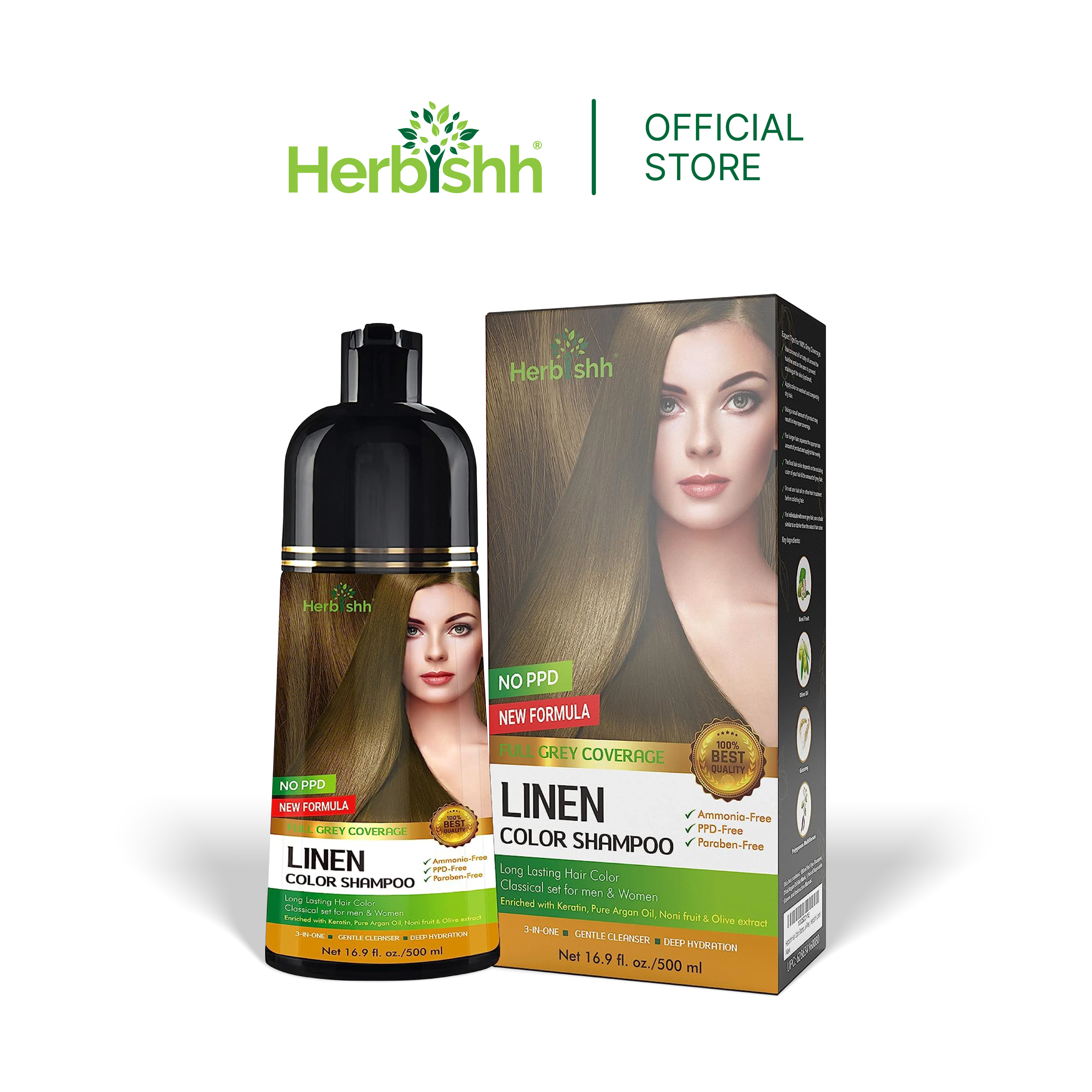 Herbal Hair Color Dye Shampoo For Gray Hair Coverage - Polar