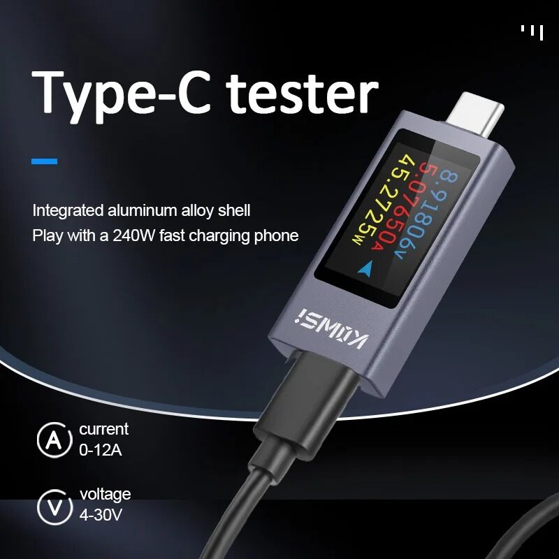 Type-C/USB Tester 2303C Current and Voltage Monitor Multi-function Digital Display DC Voltage Ammeter Power Meter Cell Phone Charging Tester