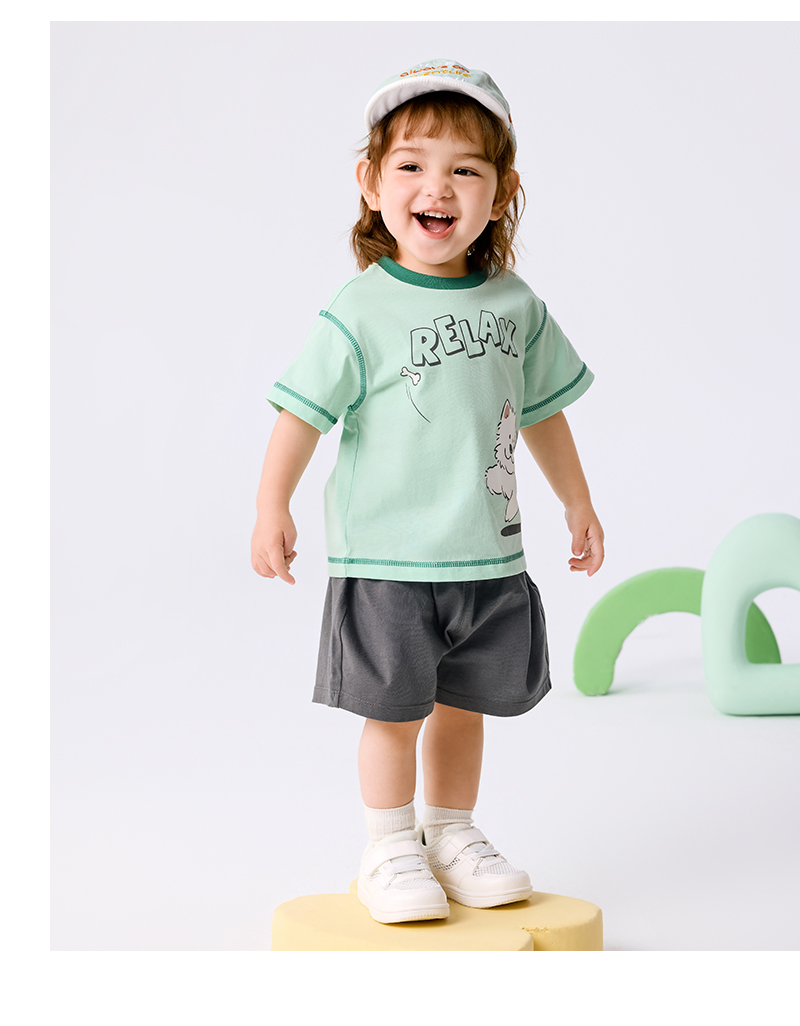balabala Baby Inner Wear Infant T-Shirt Boy Short Sleeve Girl Top 2025 New Summer Loose Fashion · v3