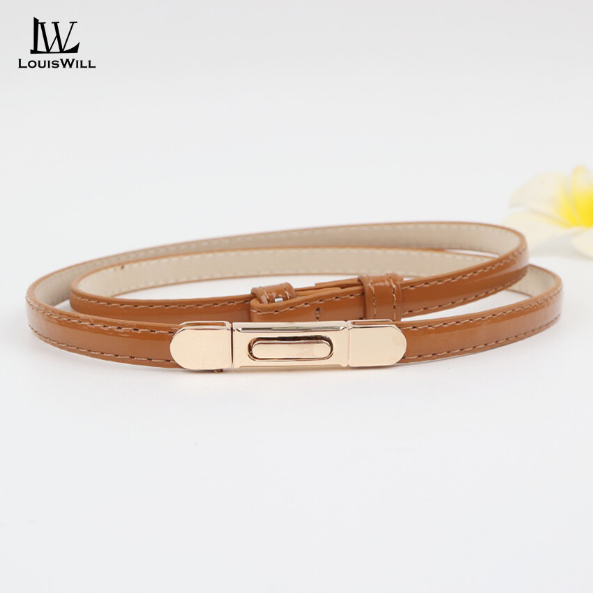  Louiswill Thắt lưng thời trang cho nữ thắt lưng bản nhỏ thanh lịch thiết kế khóa vàng có thể điều chỉnh cô gái phụ nữ dây đai dài dây thắt lưng áo khoác dạ khóa hợp kim 