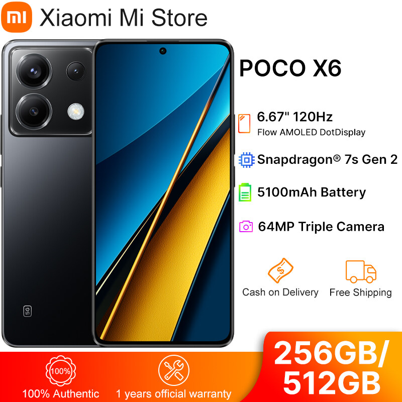 Global Version POCO X6 5G 6.67 AMOLED Display Snapdragon 7s Gen 2 Smartphone 120Hz AMOLED Display 64MP Camera OIS 67W Charging