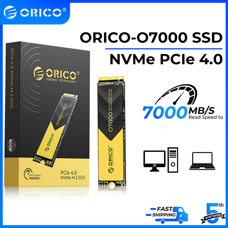 ORICO 7000Mb/s M.2 NVMe SSD PCIe 4.0 NVMe Gen4 x4 Internal Solid State Drive With Cooling Vest for Professional Video Gaming Editor