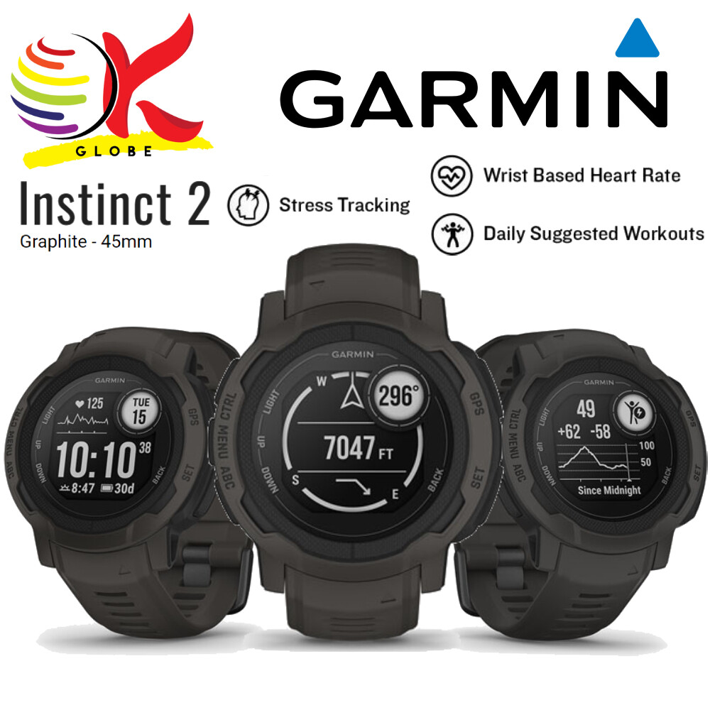 GARMIN INSTINCT 2 45MM SMART WATCH WITH UP TO 28 DAYS OF BATTERY LIFE / PULSE OX /ABC SENSORS - 010-02626-60 - GRAPHITE