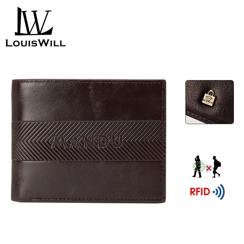 Louiswill chặn RFID Ví ngắn người đàn ông thời trang ví màu trơn Ví ngắn cổ điển Ví ngắn đồng xu túi có khóa kéo ly hợp ví mềm Ví da PU đa vị trí thẻ ID đồ chứa thẻ tín dụng đồng xu Túi Ví doanh nhân