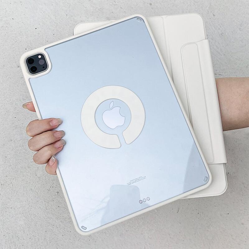 Kenke Vỏ Ốp ipad ba trong một có thể tháo rời 720 ° xoay Acrylic Vỏ Ốp ipad không khí 4 không khí 5 air 6 2024 iPad 2022 Pro 11 thế hệ thứ 2 thế hệ thứ 3 thế hệ thứ 4 2020 2021 iPad Gen 7 8 9 iPad Mini 6 bao gồm vỏ thông minh chống thả màu trắng sữa