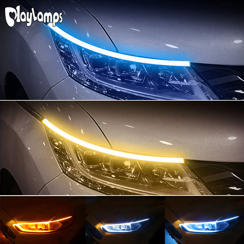 2 chiếc dải đèn led drl cho xe hơi đèn chạy ban ngày dải chống nước linh hoạt phụ kiện xe hơi 12v đèn pha ô tô