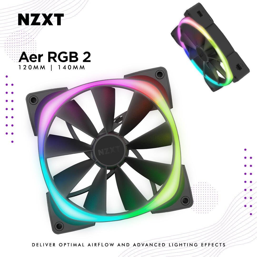 NZXT Aer RGB 2 120mm [BLACK/WHITE] RGB Fan for HUE 2 Powered by CAM # |  Lazada