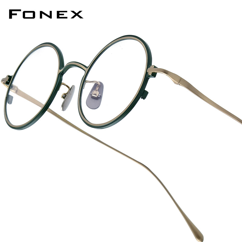 FONEX Titanium Gọng kính người đàn ông thiết kế thương hiệu tròn kiểu retro cổ điển Kính mắt phụ nữ