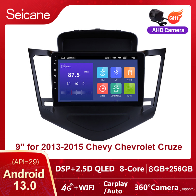 Seicane 9 Inch QLED Touchscreen Android 13.0 Car Radio Player for 2013 2014 2015 Chevy Chevrolet Cruze GPS Navi 2din Car Radio Head Unit Support SWC Split Screen Netflix PlayStore Waze YouTube ราคา 2,800 บาท*ส่งฟรี