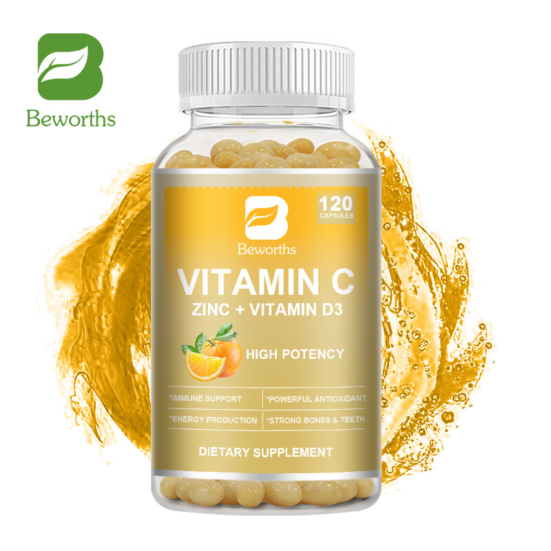 BEWORTHS Vitamin C with Zinc Capsules Vitamin C 100MG, Zinc 10 Mg,  Vitamin D3 250 IU Echinacea Extract & Rose Hip for Immune Support Powerful Antioxidant & Energy Production