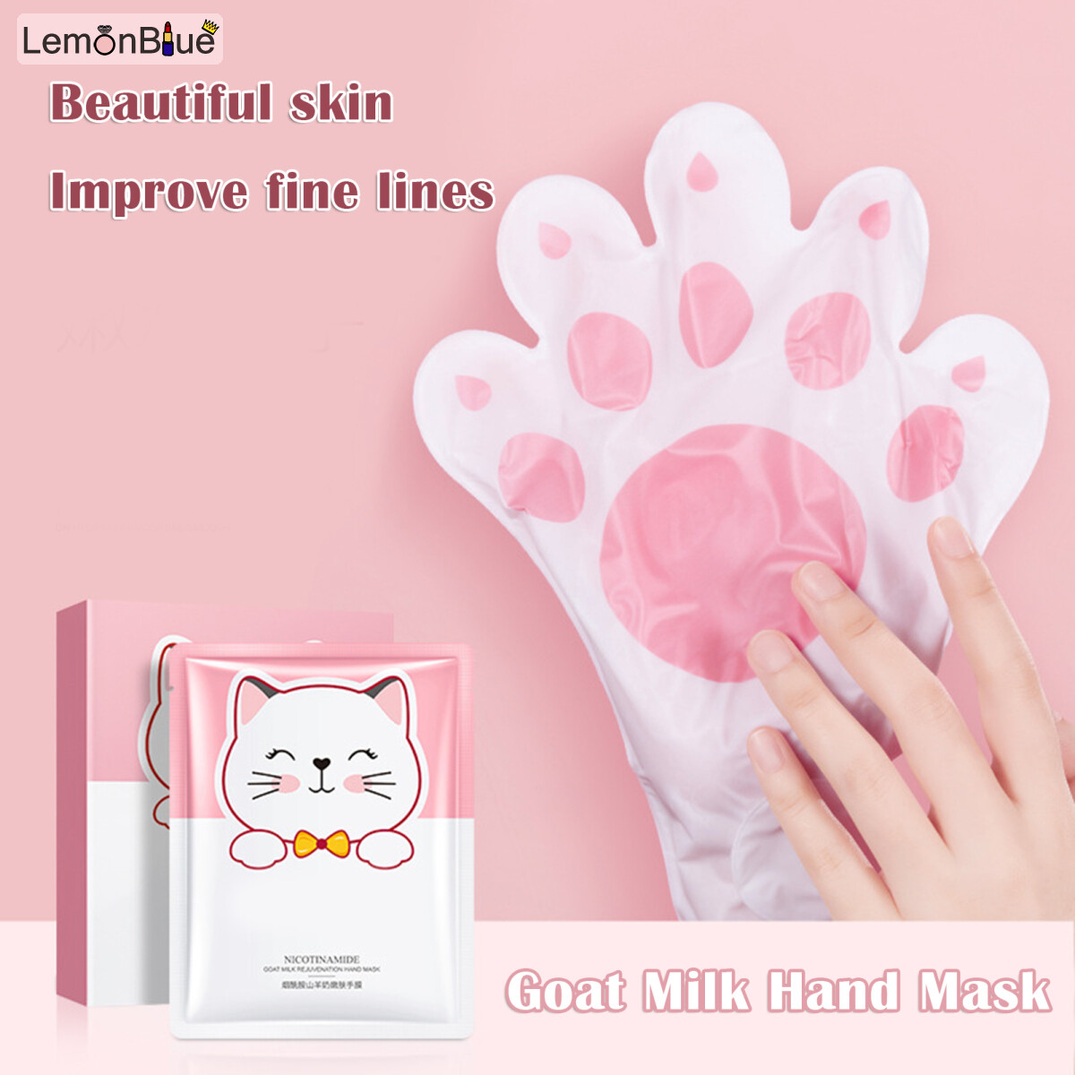 Gambar LemonBlue Cute Cat Paw Shape Hand Mask Spa Moisturizing Hand Gloves Hand Mask Protecting Skins For Skin Care