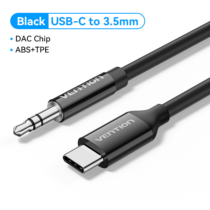 Vention Type C Audio Cable USB C Male To 3.5mm Male Aux Cable Jack HiFi Pure Sound Type C 3.5mm Jack