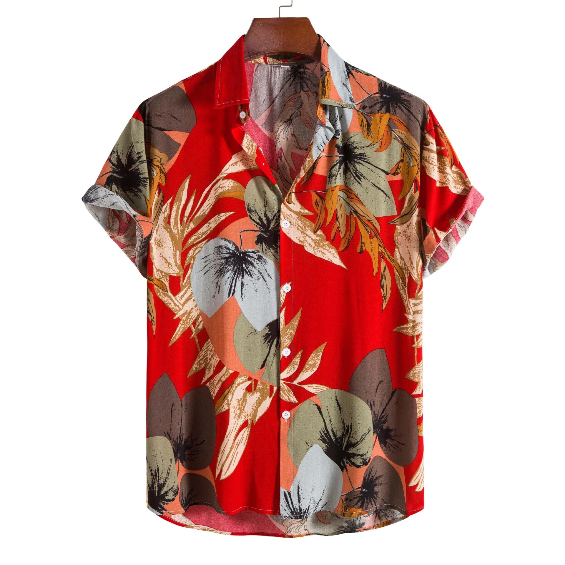 Baju Hawaii Lelaki Men's Cotton Casual Loose Vintage Collar Button